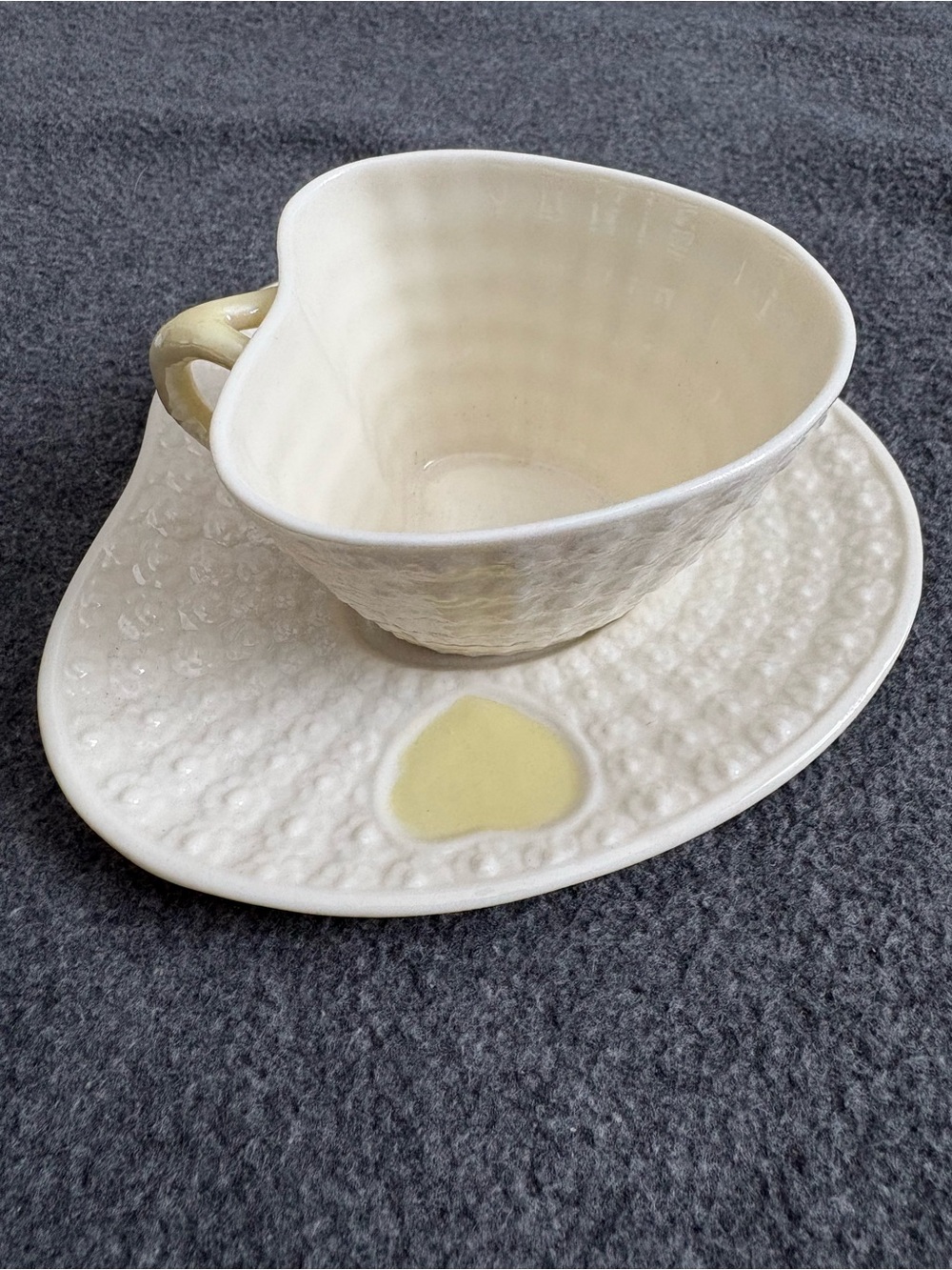 Belleek Ireland Heart-Shaped Cup & Saucer Set